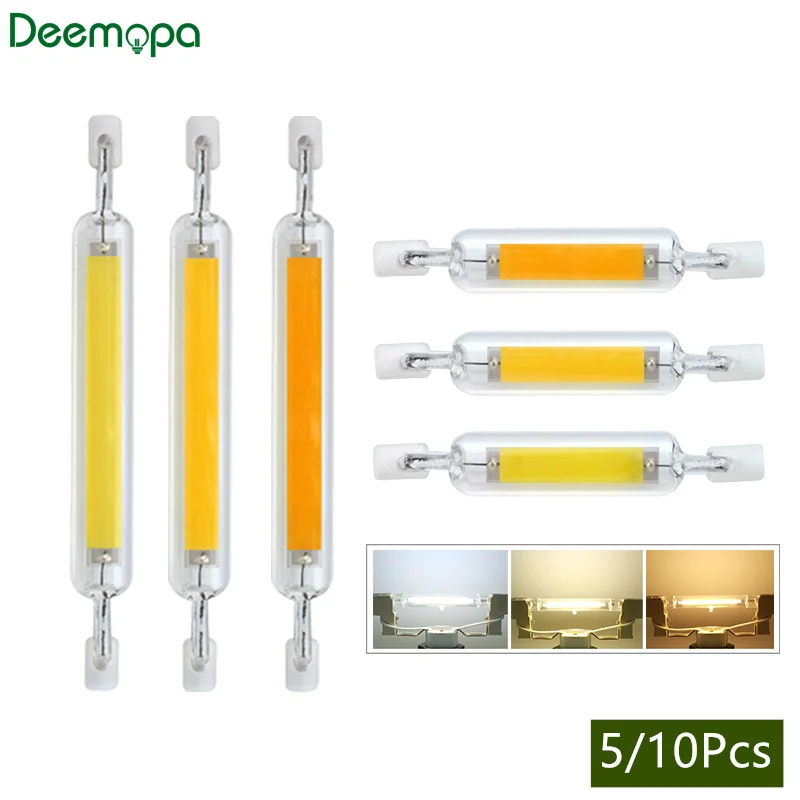 

5/10Pcs Bright LED R7s COB Glass Tube AC 110V 220V 5W 10W 20W 78mm 118mm Corn Light Bulb J78 J118 Home Replace Halogen Lamp