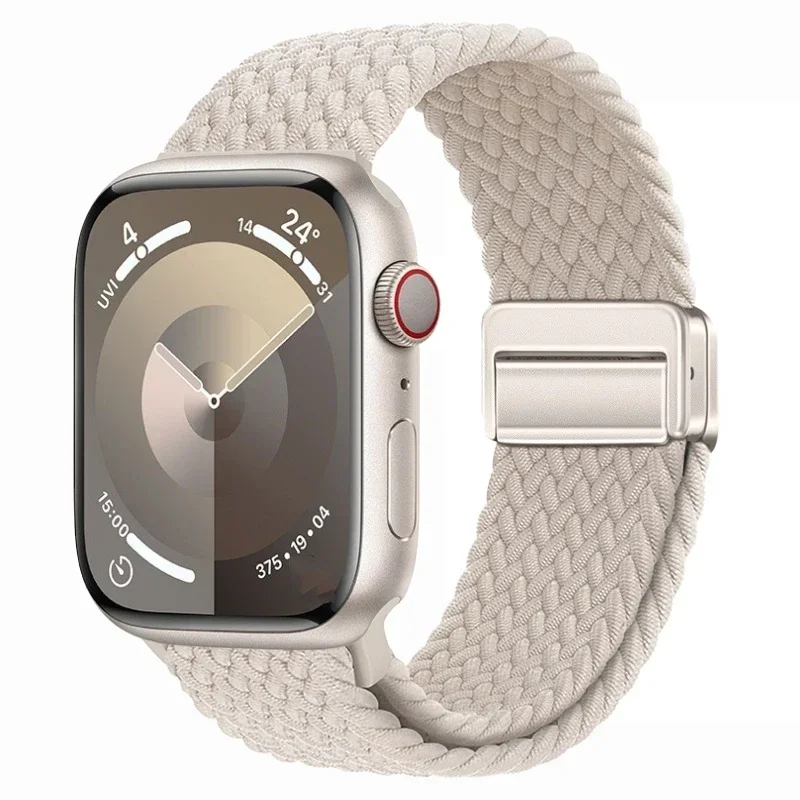 Tali Nilon untuk Jam Tangan Apple Ultra/2 10 9 8 7 6 5 4 3 SE Gelang Magnetik Lembut IWatch 46Mm 42Mm 49Mm 44Mm 40Mm 45Mm 41Mm Korea
