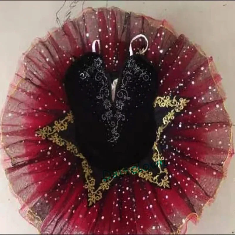 CyRed Preto Profissional Tutu La Esmeralda Cosplay Ballet Tutu Crianças Prato Panqueca Tutu Vestido Meninas Mulheres Bailarina Festa Costu