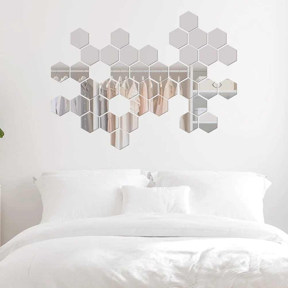 

24Pcs Non-Breakable Acrylic Mirror Sheet Self-Adhesive Wall Decal Easy Clean Stylish Bathroom Living Room Acrylic Mirror Sheet