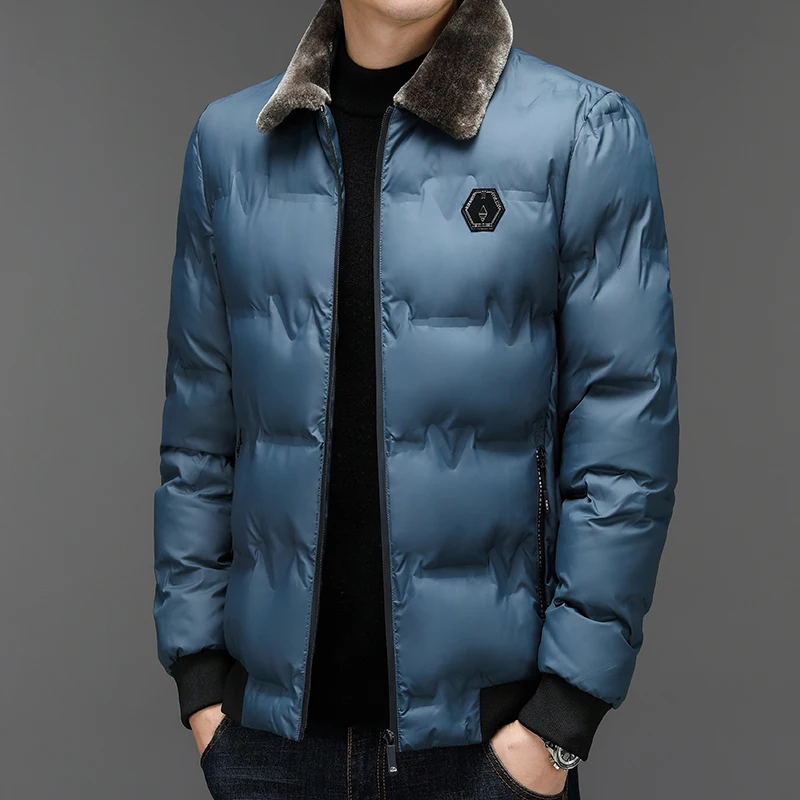 Chaqueta de plumón con cuello de piel para hombre, abrigos gruesos y cálidos informales a la moda, prendas de vestir de alta calidad, cortavientos, Parkas gruesas para hombre, Invierno