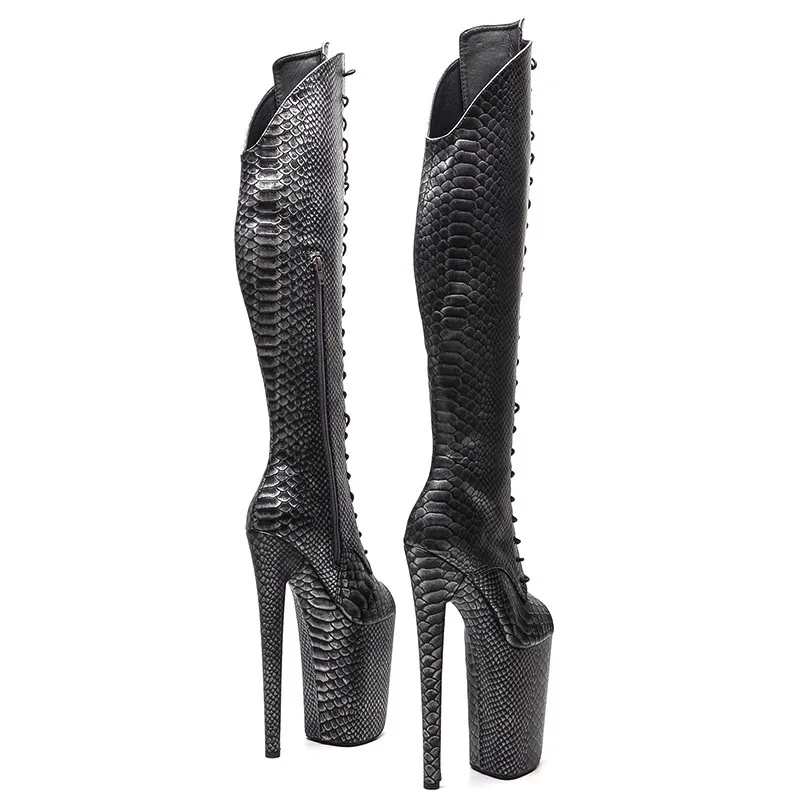 Auman Ale New 23CM/9inches PU Upper Sexy Exotic High Heel Platform Party Women Boots Pole Dance Shoes 122