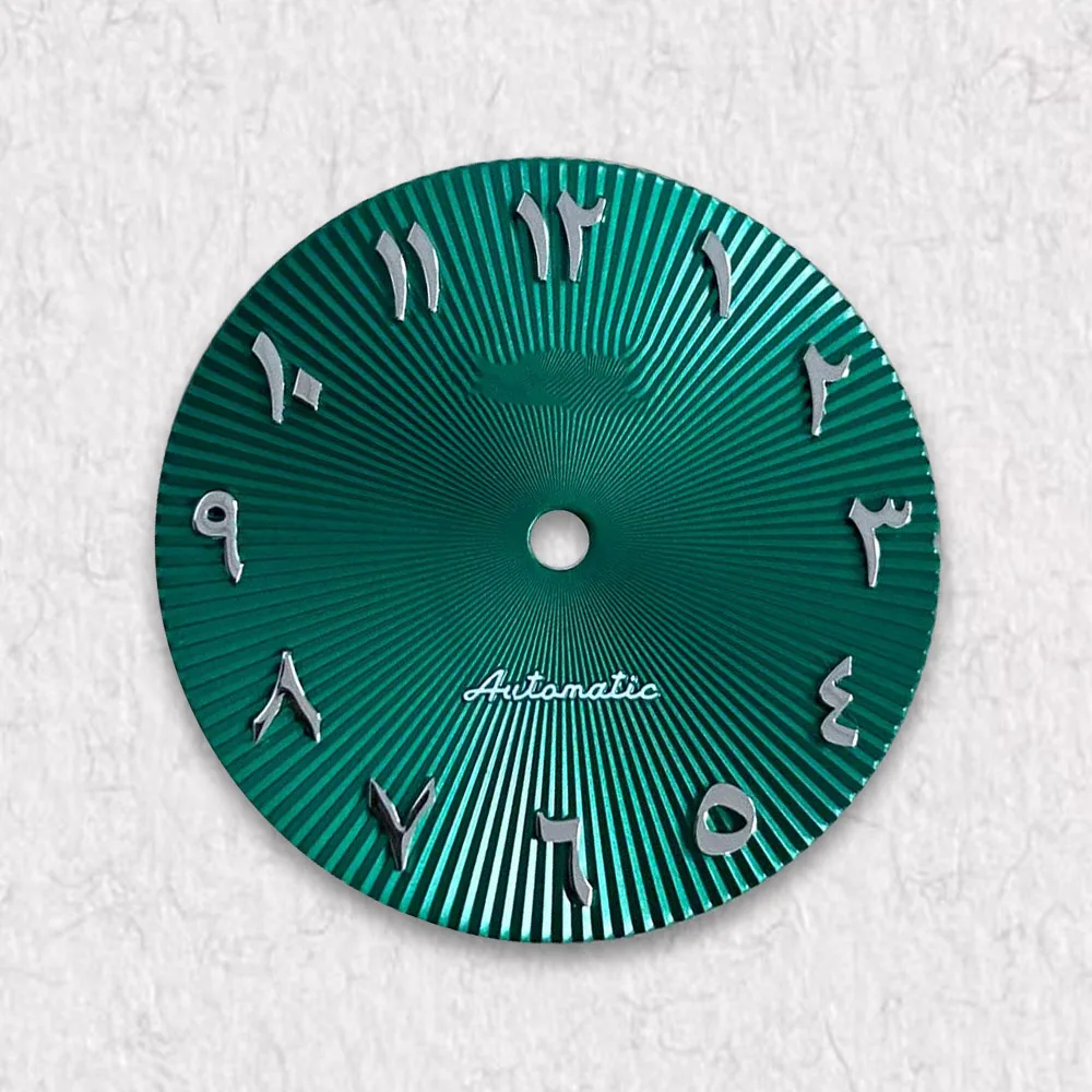 Esfera árabe con logotipo S de 28,5mm de alta calidad, adecuada para movimiento NH35/NH36/4R/7S, acceso de modificación de reloj con esfera Raya Vertical de calidad