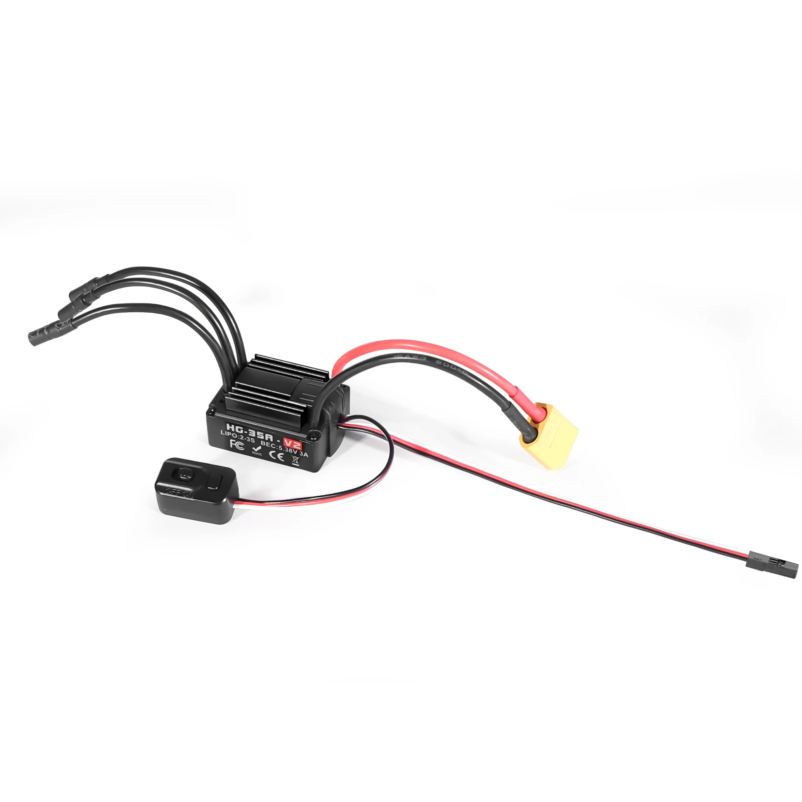 35A Brushless ESC HG35A for 1:18 RC Trucks and Buggies Featuring External Programming Port and Overheat Protection