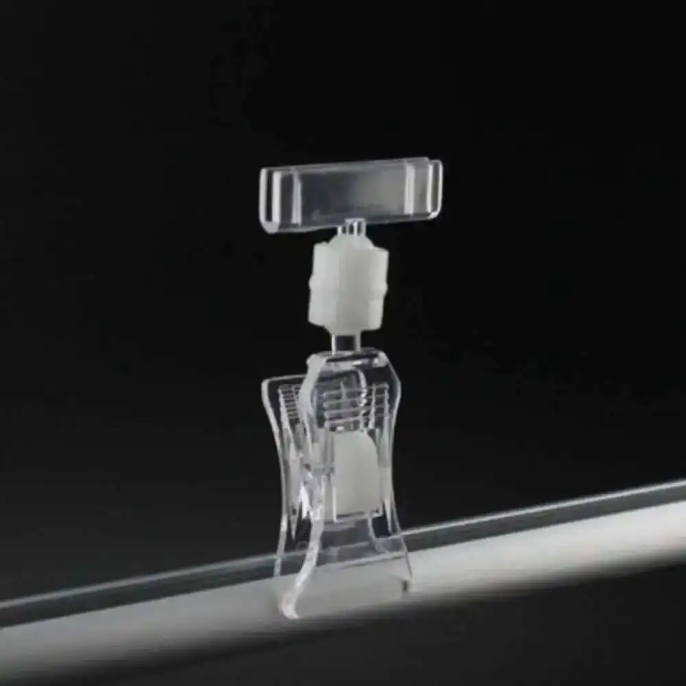10pcs Small Merchandise Plastic Adjustable Label Holder Stand Pop Clamp Display Clip Rotating Swivel Sign Tag For Shelf Tag Card