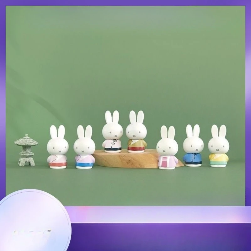 سلسلة Miffy Ancient Style صندوق أعمى لعبة عصرية تمثال هدايا محيطية، تماثيل لطيفة وحلي لسطح المكتب