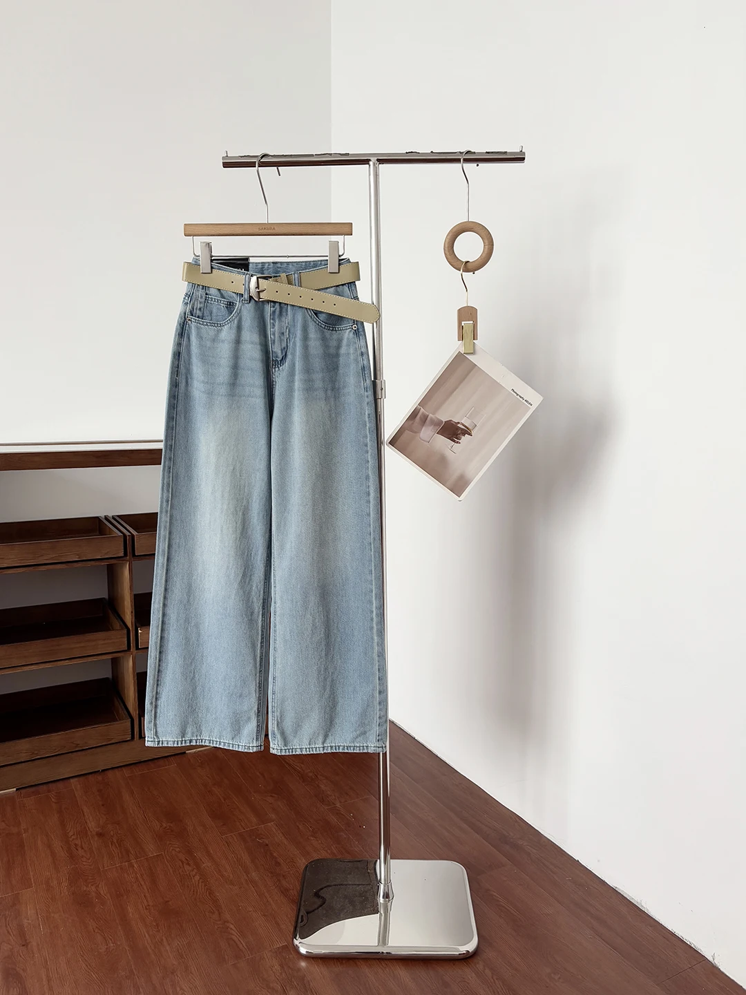 

Light Blue Washed High Waist Wide Leg Jeans Women's Spring 2026 New American Hong Kong Style Versatile Fashionable Denim Pants