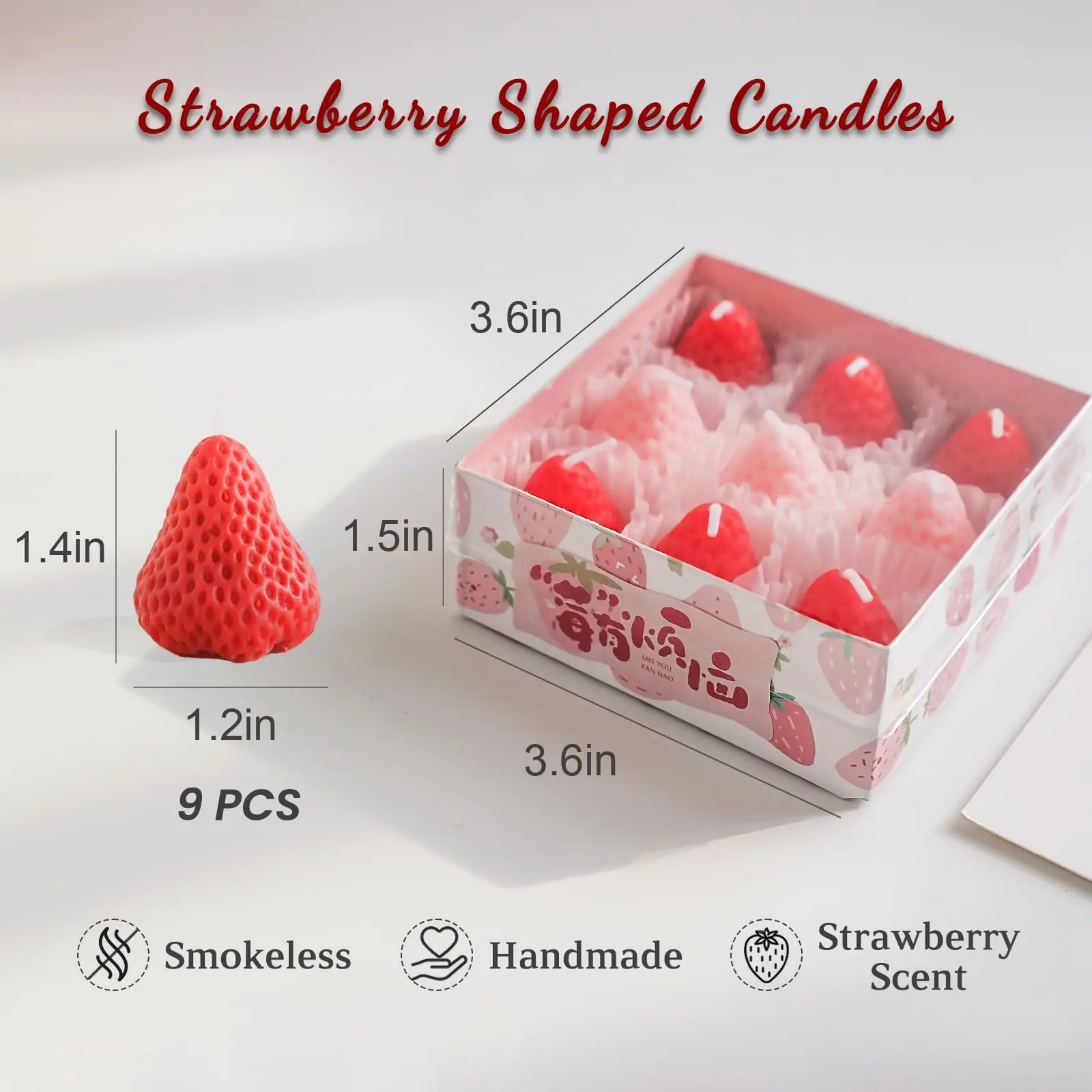 9 Pcs Strawberry-Shaped Scented Candles Candles Home Decoration for Perfect As A Trendy Photo Prop Birthday Party Decorations