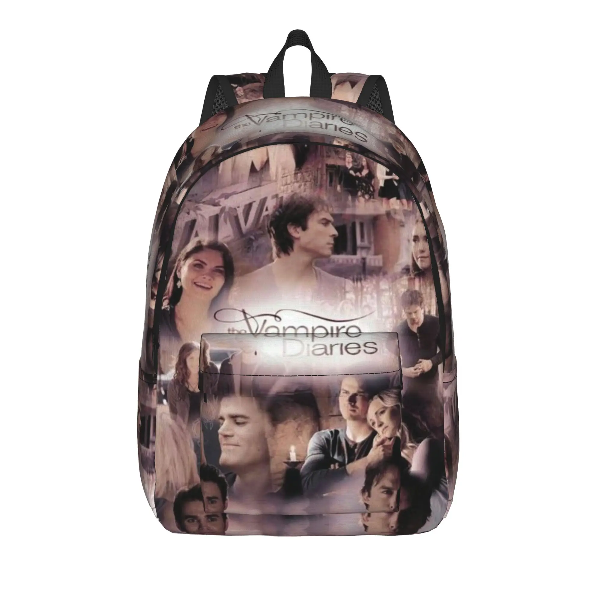 The Vampire Diaries Resuable Movie Backpack Male Damon Salvatore Soft Backpacks Polyester Kawaii High School Bags Sport Rucksack
