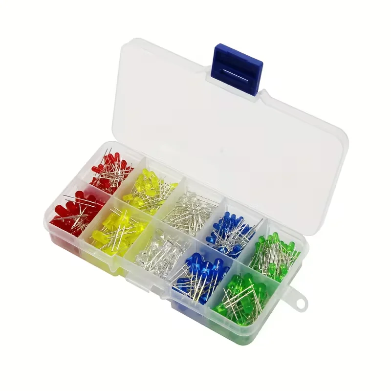 3mm 5mm LED Diode Assorted Kit 150/200/300pcs White Red Yellow Green Blue 5 Colors Round Light Emitting Diode Set
