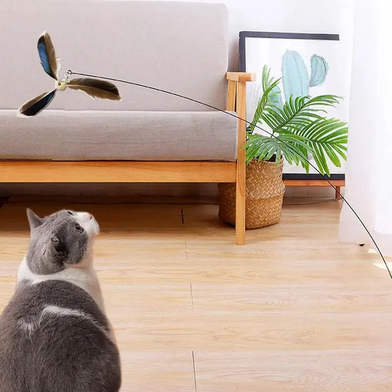 Feather Cat Toy Versatile 6PCS Interactive Cat Toy Cat Teaser Toy Wear-Resistant Cat Wand Toy Teaser Refills Interactive Teaser