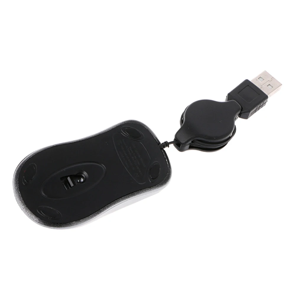 

2pc Mini Optical USB Mouse Retractable Cable 07M Compact Ergonomic for Travel Compatible Laptop Notebooks Corded
