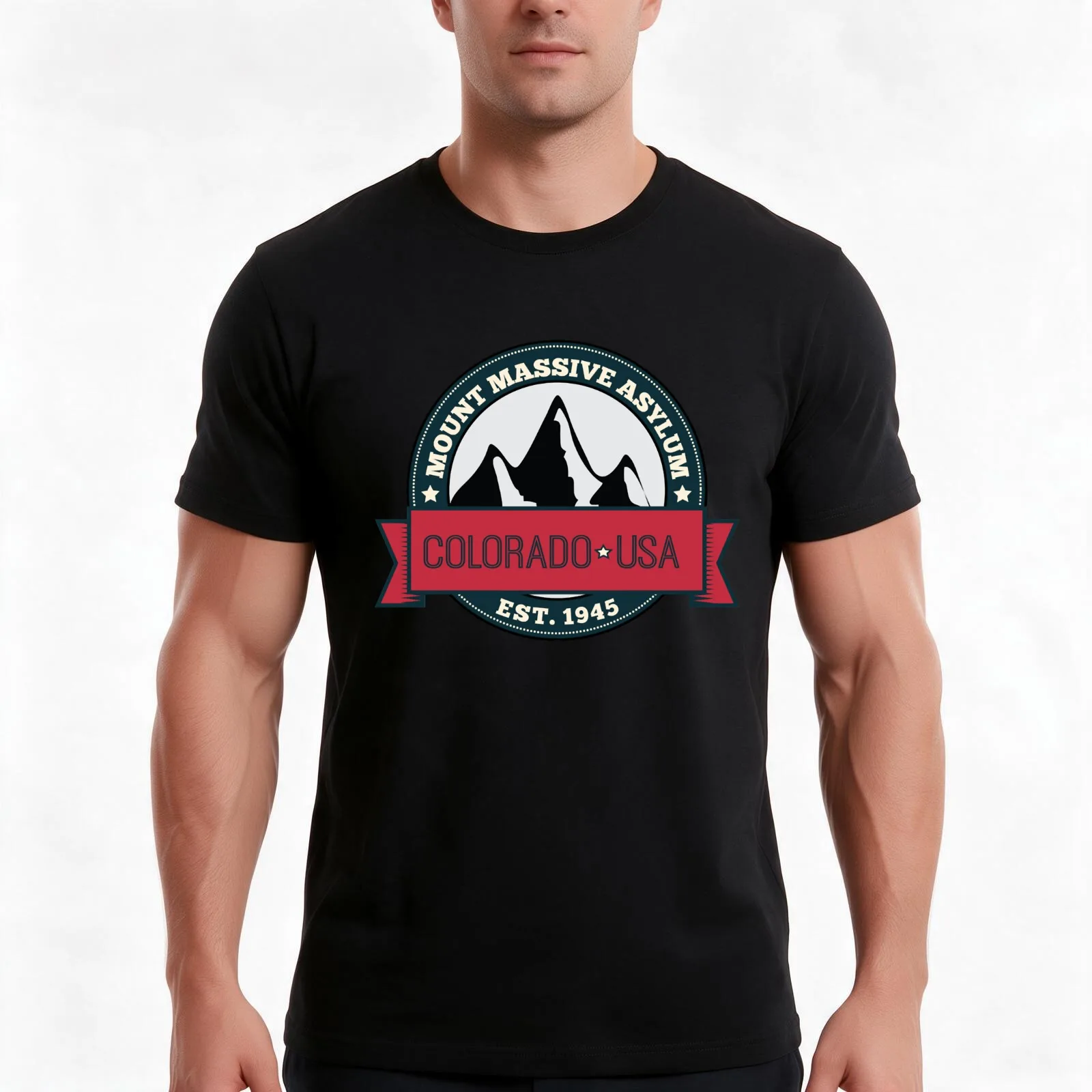 Outlast - Mount Massive Asylum Crest T-Shirt, Summer Casual Cotton Tee, Oversized Streetwear Tops, Vintage Graphic Print