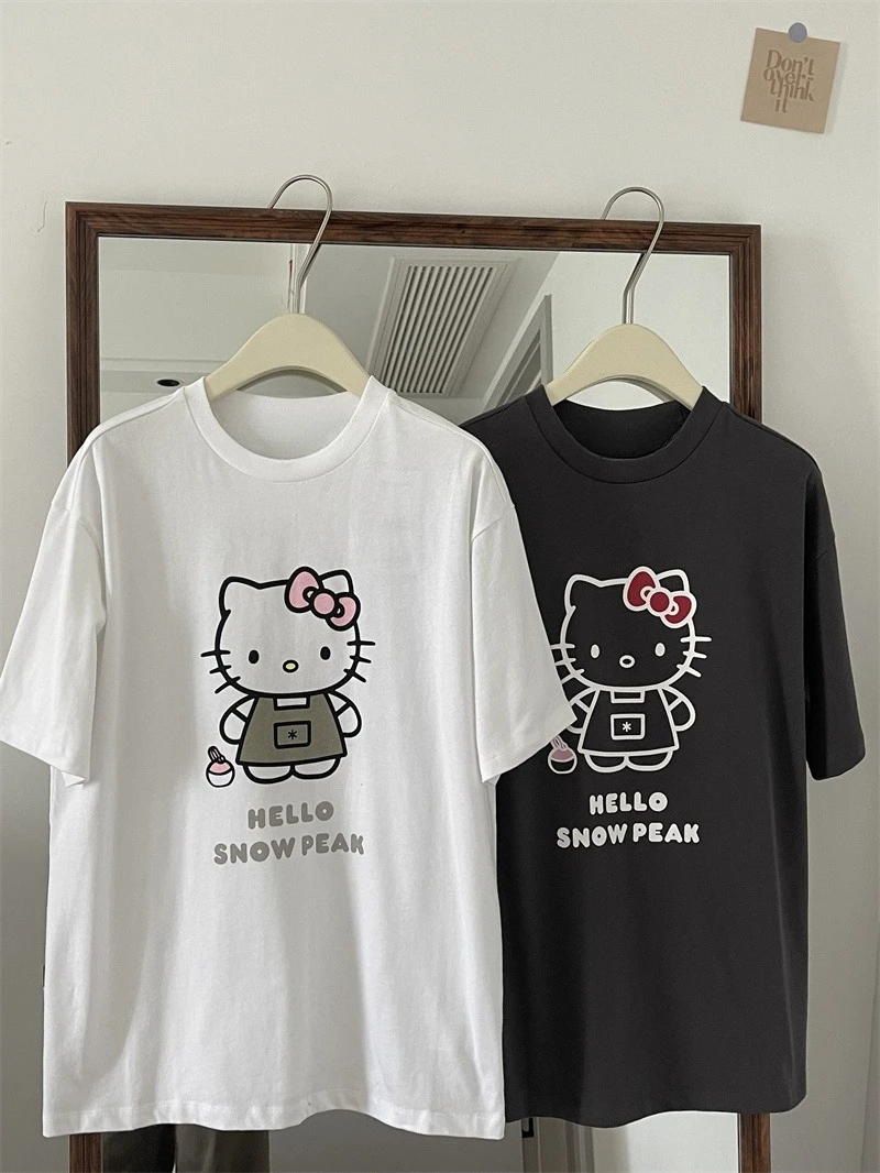 

Dream Joint Korean Kitty Cartoon Printed T-shirt Women's Summer Men's and Women's High-quality Short-sleeved Top