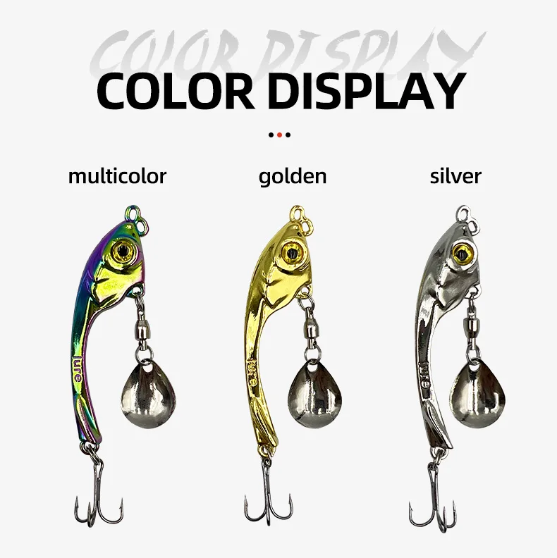ShareShark 5 Stück/Box Angelköder Spinner Löffelköder Rotierende Metall-VIB-Köder Vibrations-Wobbler Sinkende Pailletten-Köder Pesca – Detail 10