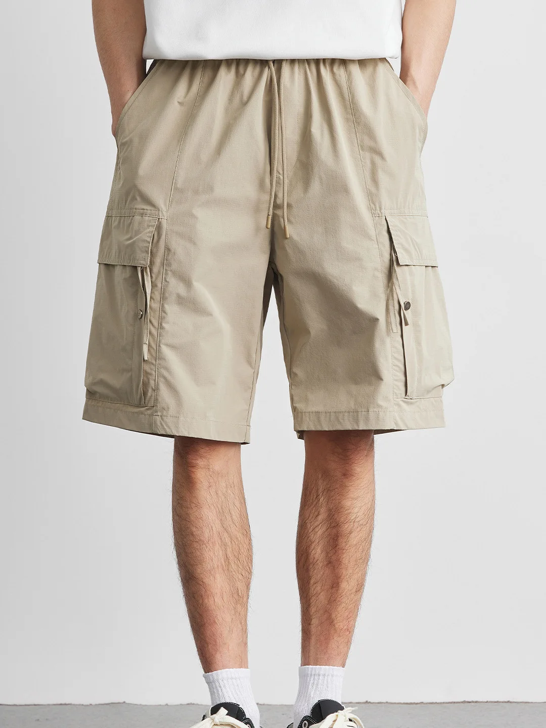 Men's Summer Thin Five-Quarter Casual Pants Qui Dry Cool Breathable Lightweight Comfortable orts for Workwear