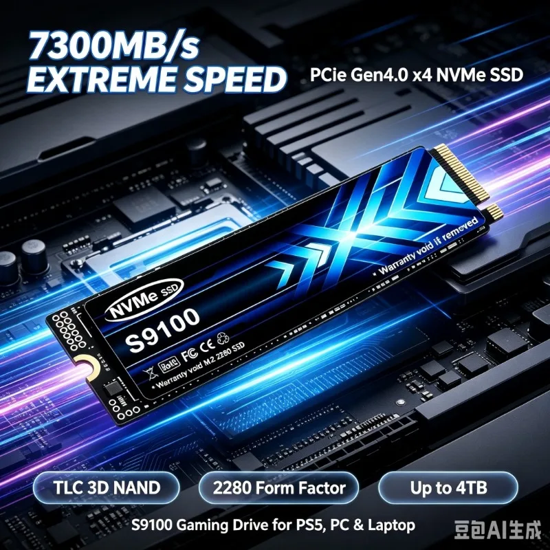 S9100 M.2 NVMe SSD 7300MB/s TLC 3D NAND 2280 Internal Solid State Drive 500GB‑4TB For PS5 Gaming Desktop Laptop PC Storage