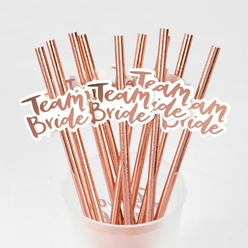 10/20Pcs Team Bride Drinking Paper Straws for Wedding Bridal Shower Decoration Bachelorette Hen Party Supplies Bride to be Gift