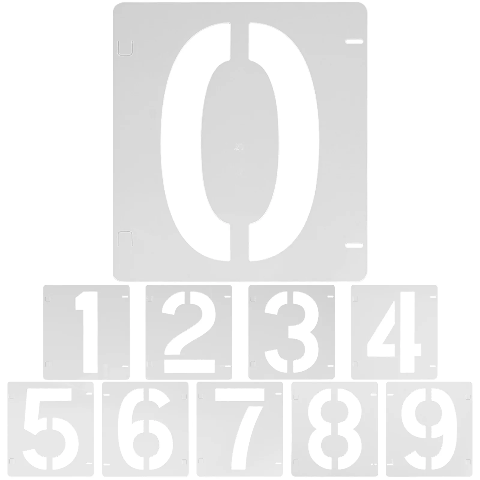 10 Sheets Digital Template Plastic Stencils Manual Number Drawing White Templates Painting Tools Child
