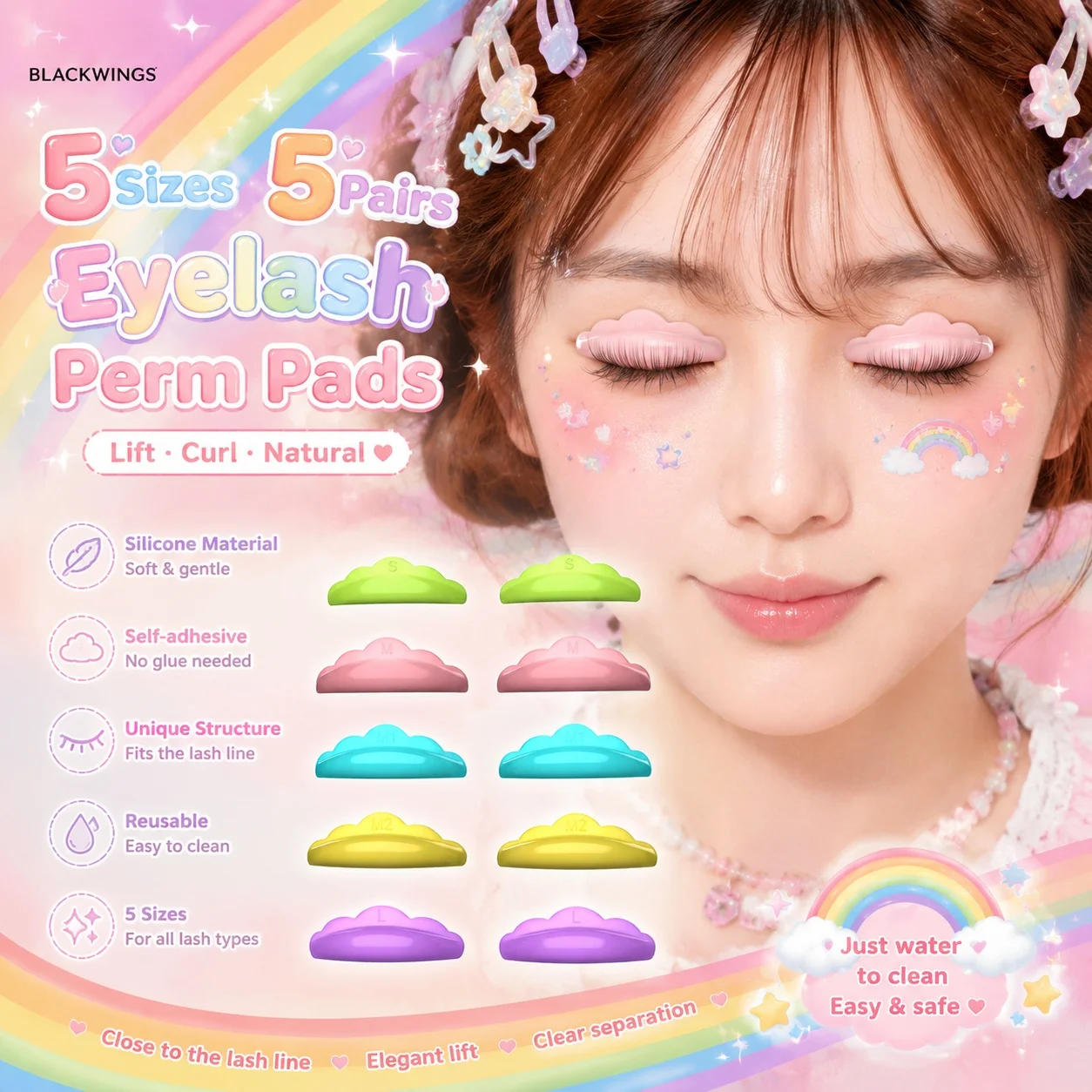  GLIMOCN5pairs Silicone Eyelash Perming Pad Lashes Rods Shield Lifting 3D Eyelash Curler Accessories Applicator Tools