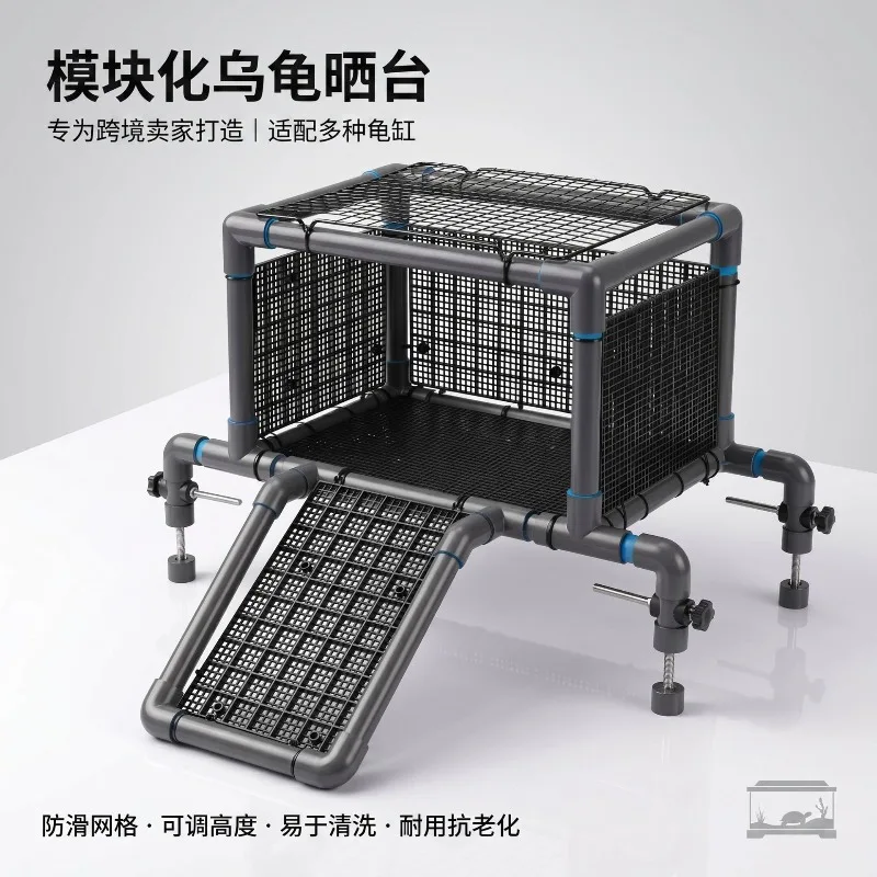 PVC tube assembly turtle feeding platform climbing frame with ramp aquarium turtle pet