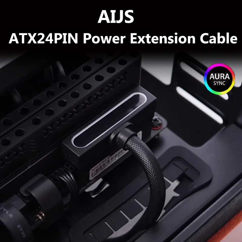 

AIJS ATX 24-контактный удлинительный кабель питания материнской платы, шнур питания ПК с 90 ° Угловая конструкция