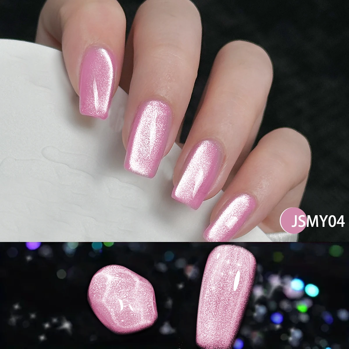 مجموعة طلاء أظافر جل عين القطة من جريليم مع مغناطيس، 4 ألوان ملصقات مغناطيسية لعين القطة لسهولة الإزالة - طراز هلامي شفاف #2