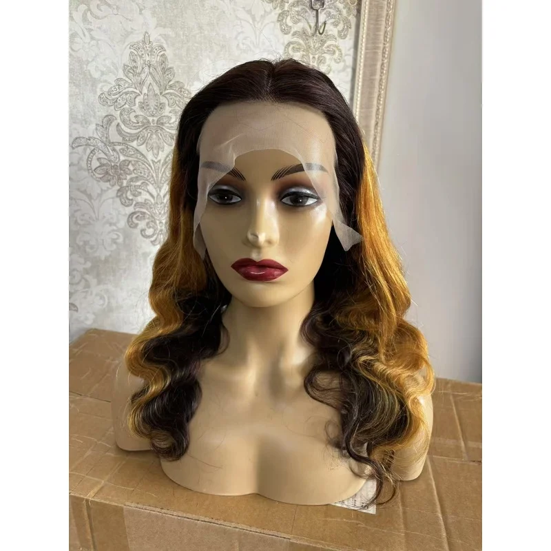 20'' Black Blonde Wavy Wigs T Part Lace Front   Hair Wigs For Women