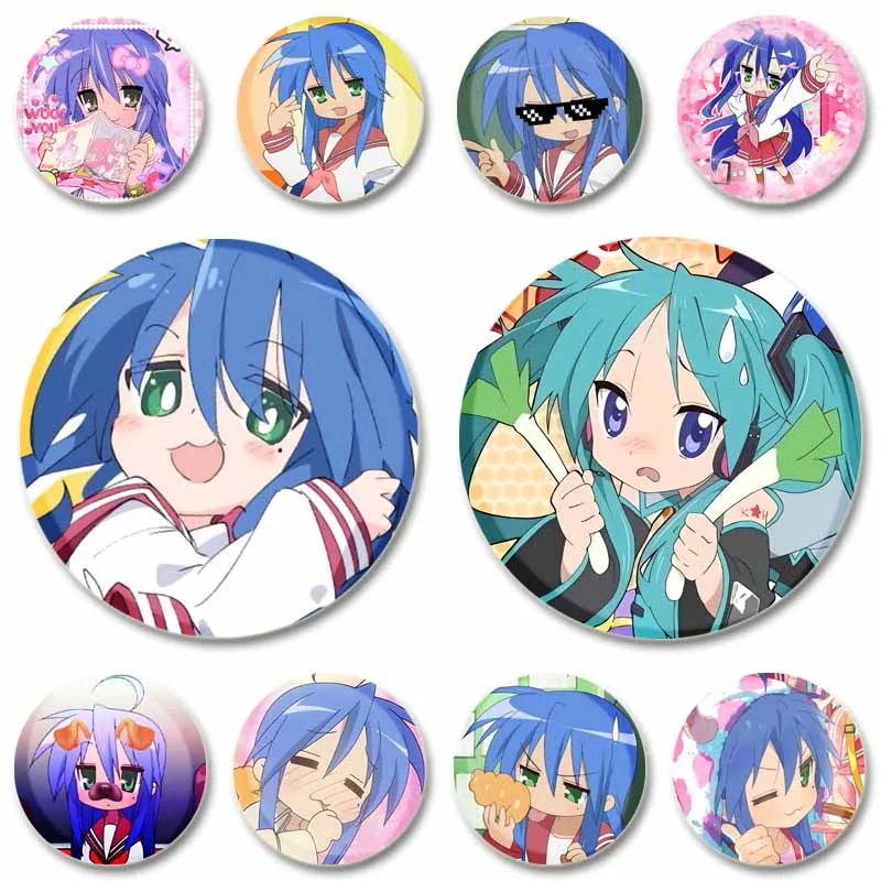 Cartoon Anime Collection Enamel Pins Cute Manga Character Izumi Konata Brooch Backpack Hat Lapel Badge Jewelry Gifts for Friends