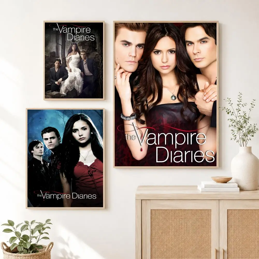 Classic Anime The Vampire Diaries  Poster Self Adhesive Wall Art Decor for Bedroom Living Room Office Home Decor Gift
