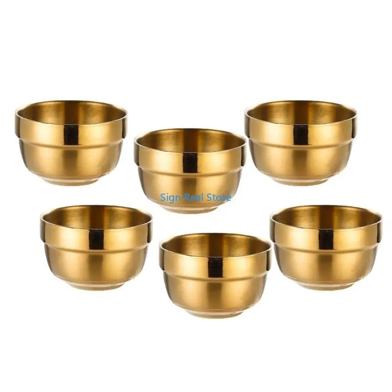 

6Pieces Elegant 304Stainless Steel Drinking Cups 80ML Drinkwares Set Metal Cup 41XB