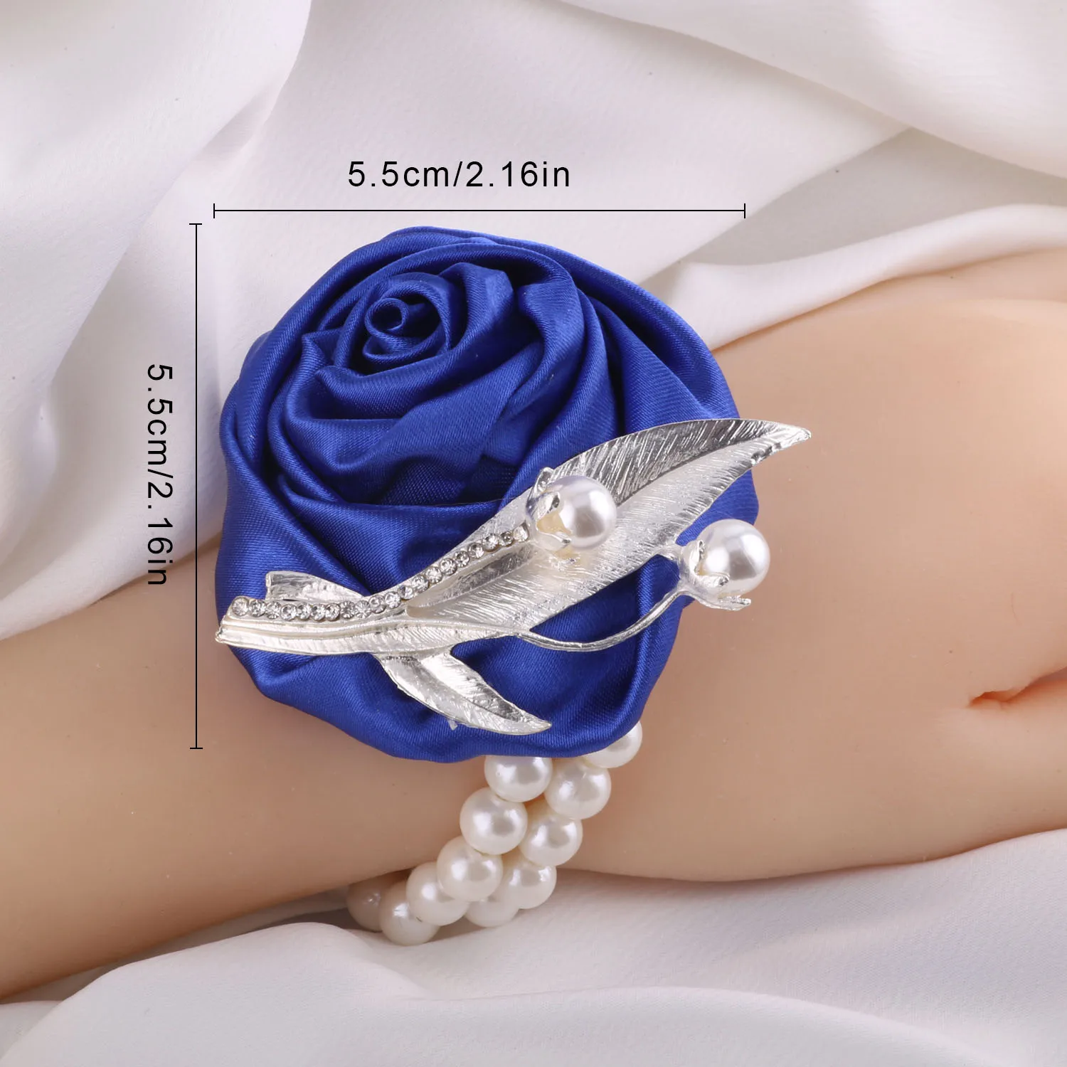 Corpetto da polso da sposa rosa blu e Boutonniere, spilla, accessori per vestire la sposa e lo sposo per il matrimonio fiore artificiale