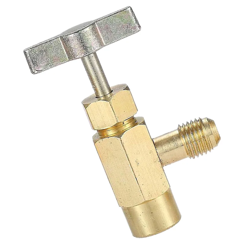 

R134A Can Adapter Self Sealing Valve Brass Connector Ac Hose Fitting Sae 1/4 Thread Leak Proof Refrigerant Hose Adapter Car
