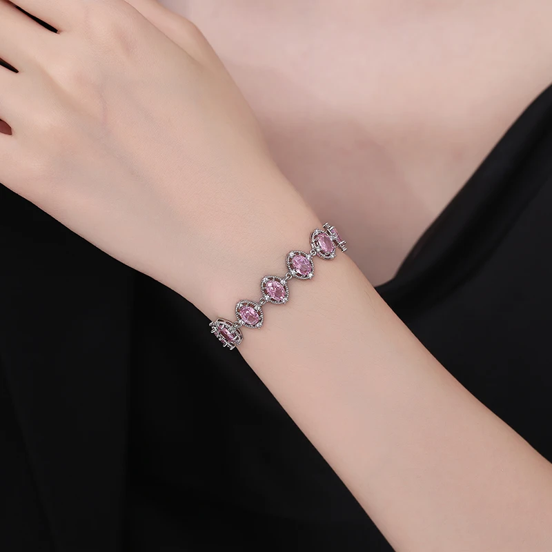 أساور روبي حمراء أنثى ريال S925 سوار من الأحجار الكريمة الفضية لهدية عيد ميلاد الطالب