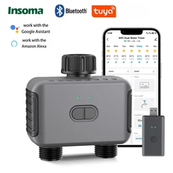 Insoma Automatic Water Timer with Gateway Dual Hose Garden Irrigation Watering System Remote Sprinkler Programmer support Alexa