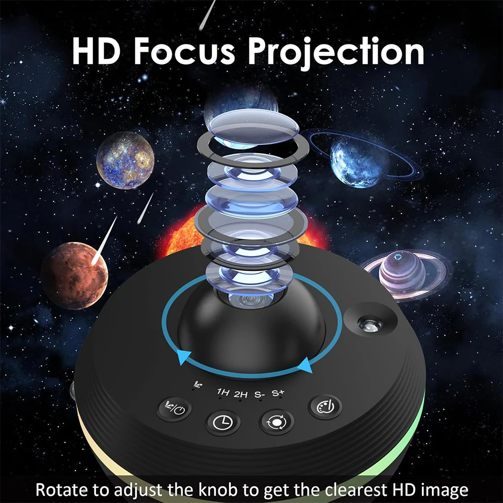 Galaxy Projector Night Light Planetarium Star Projection Lamp with 4K Replaceable 13 Galaxy Discs HD Image Large Projection Area