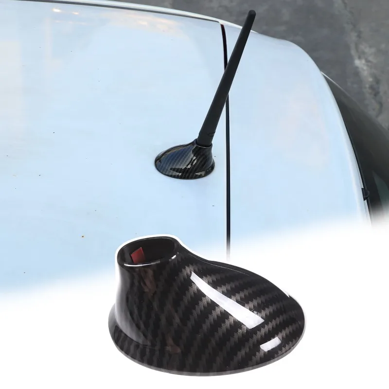 ABS Carbon Fiber Exterior Dome Shark Fin Antenna Cover Trim Roof Aerial Cap Shell For Fiat 500 Abarth 595 2010-2015 Accessories