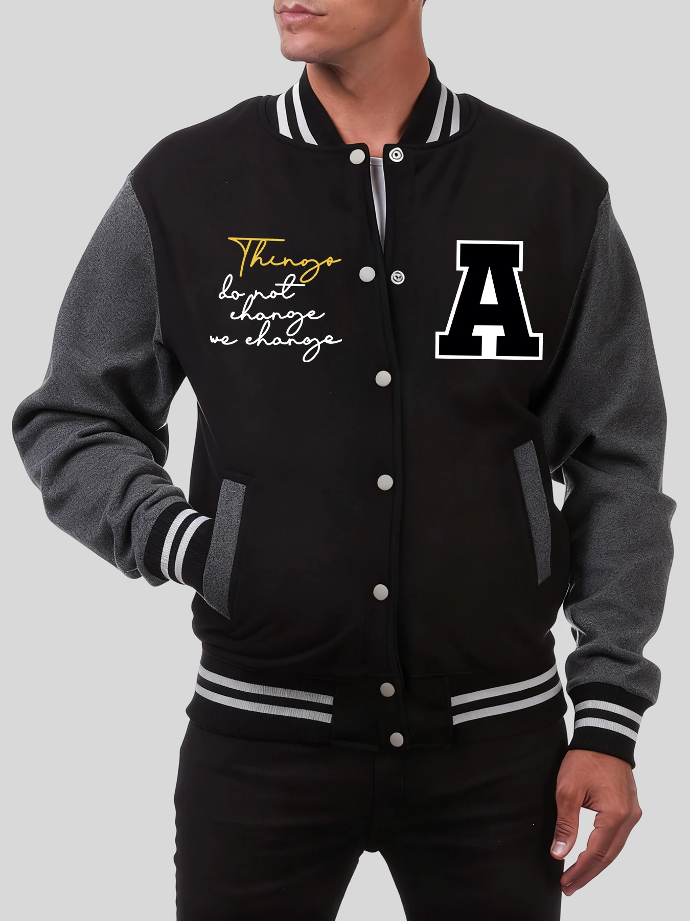 

Artistic Word And Letter A Printed Baseball Uniform Men Vintage Fleece Clothes Oversized Fashion Sportswear Autumn Casual Jacket