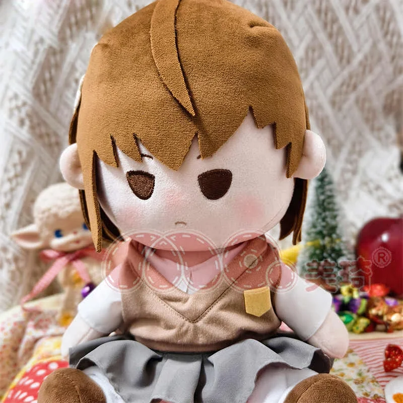 Japan Anime Girl Misaka Mikoto Cosplay Outfit Sitting Posture Plush Doll Soft Body Figure Plushie Cushion 30cm Christmas Gift