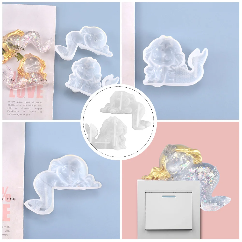 

2Pcs Mermaid Molds Crystal Epoxy Mold DIY Silicone Ornament Casting Tray Easy Remove Clean Mermaid Molds Crystal Epoxy Mold