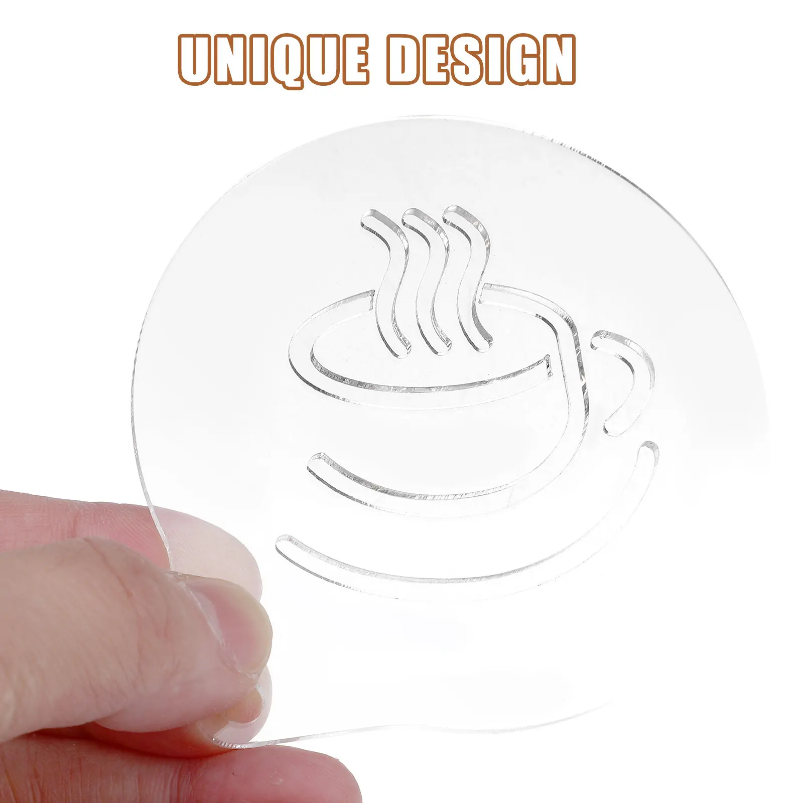 Acrylic Coffee Stencil Latte Cappuccino Template Mold Lightweight Reusable Decorating Tool for Coffee Milk Tea Cake Hot