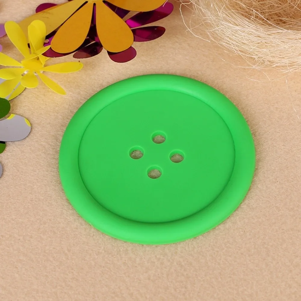 10pcs Funny Non-slip Four-hole Button Coasters 5 Colors Soft Silicone Cup Pads Round Creative Insulation Cup Mat Party