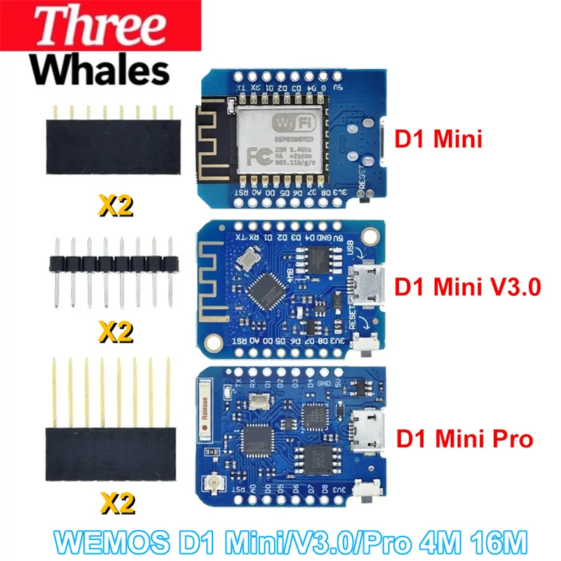 THR WeMos D1 Mini Pro V3.0 NodeMcu 4MB/16MB bytes Lua WIFI Internet of Things Development board based ESP8266 CH340G Nodemcu V2