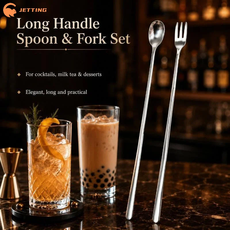 1/2Pcs Long Handle Coffee Spoons Stirring Spoon Fruit Fork Stainless Steel Spoons Ice Cream Spoons Stir Bar Spoon Cocktail Spoon