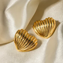 Simple Folded Geometric Love Stud Earrings Fashion Gold Color Metal Earring For Women Trendy Jewelry Dropshipping Gift