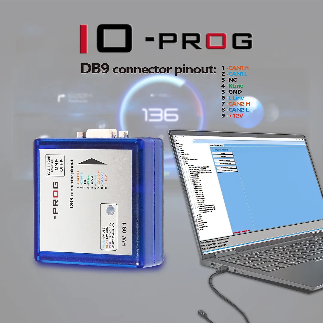 2022 New Release IO-PROG ECU Programmer BD9 Pinout I/O Terminal IO PROG HW 09.1 FLASH/EEPROM K-Line CAN MULTITOOL For OPEL/GM