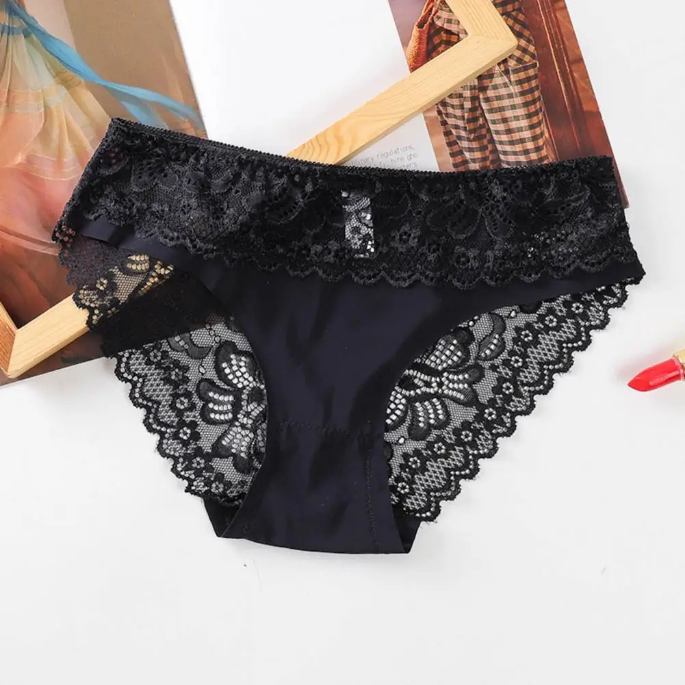 

Fashion Sexy Full Lace Panties Transparent Women Briefs Female Hollow Out Low Cut Panty Breathable Wholesale Plus Size Underwear