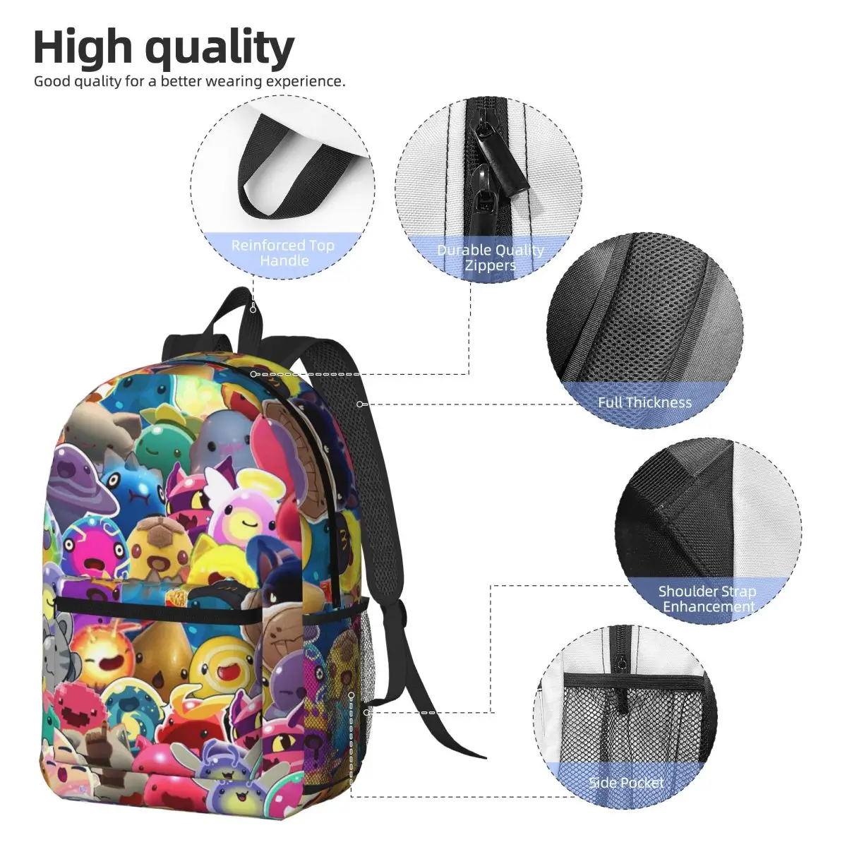 Slime Rancher Cartoon Game Anime Cute Backpack Student BookBag Kids School Bag Computer Shoulder Bags for Men Women