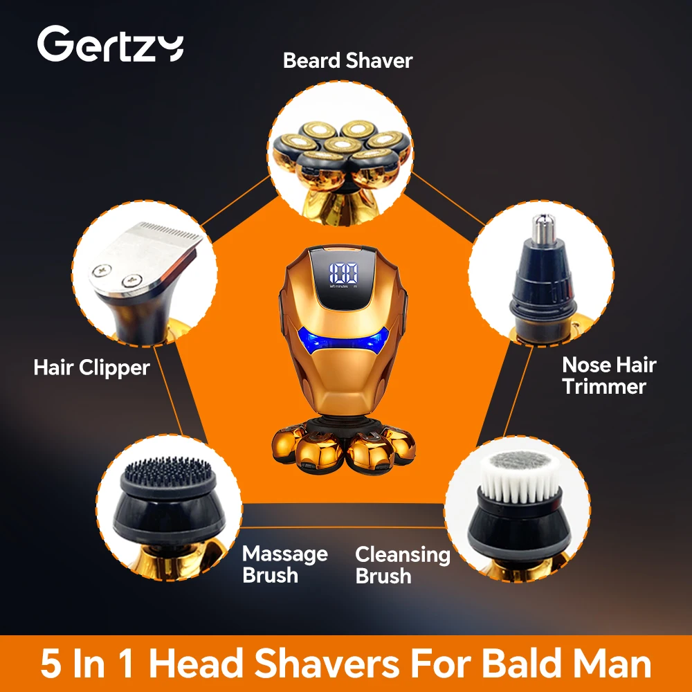 Set rasoio elettrico digitale a LED: tagliacapelli per naso, tagliacapelli, spazzola per pulizia, spazzola esfoliante