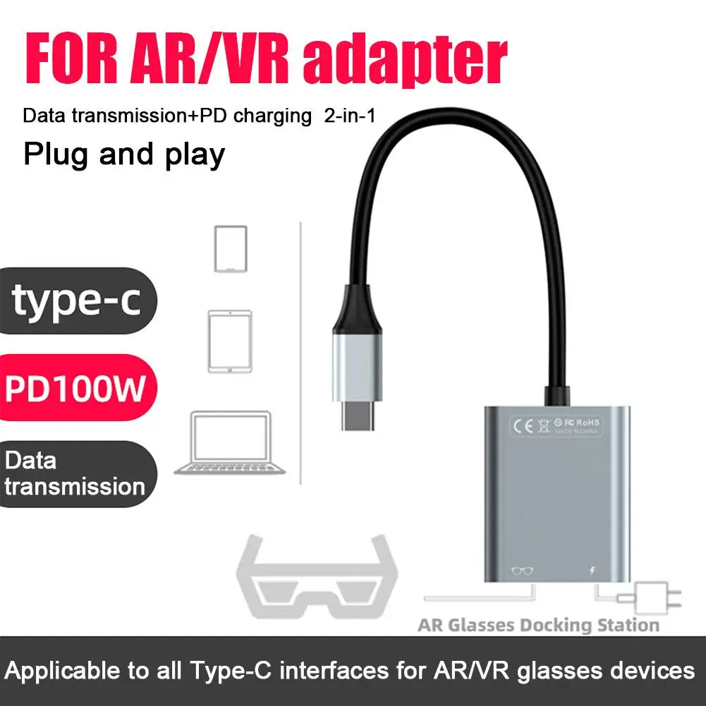 For AR Glasses 2in1 Docking Station Charger Type-C Display Type-CPD100W+type-C Transmission To Multi-Screen Data Converter H6S3